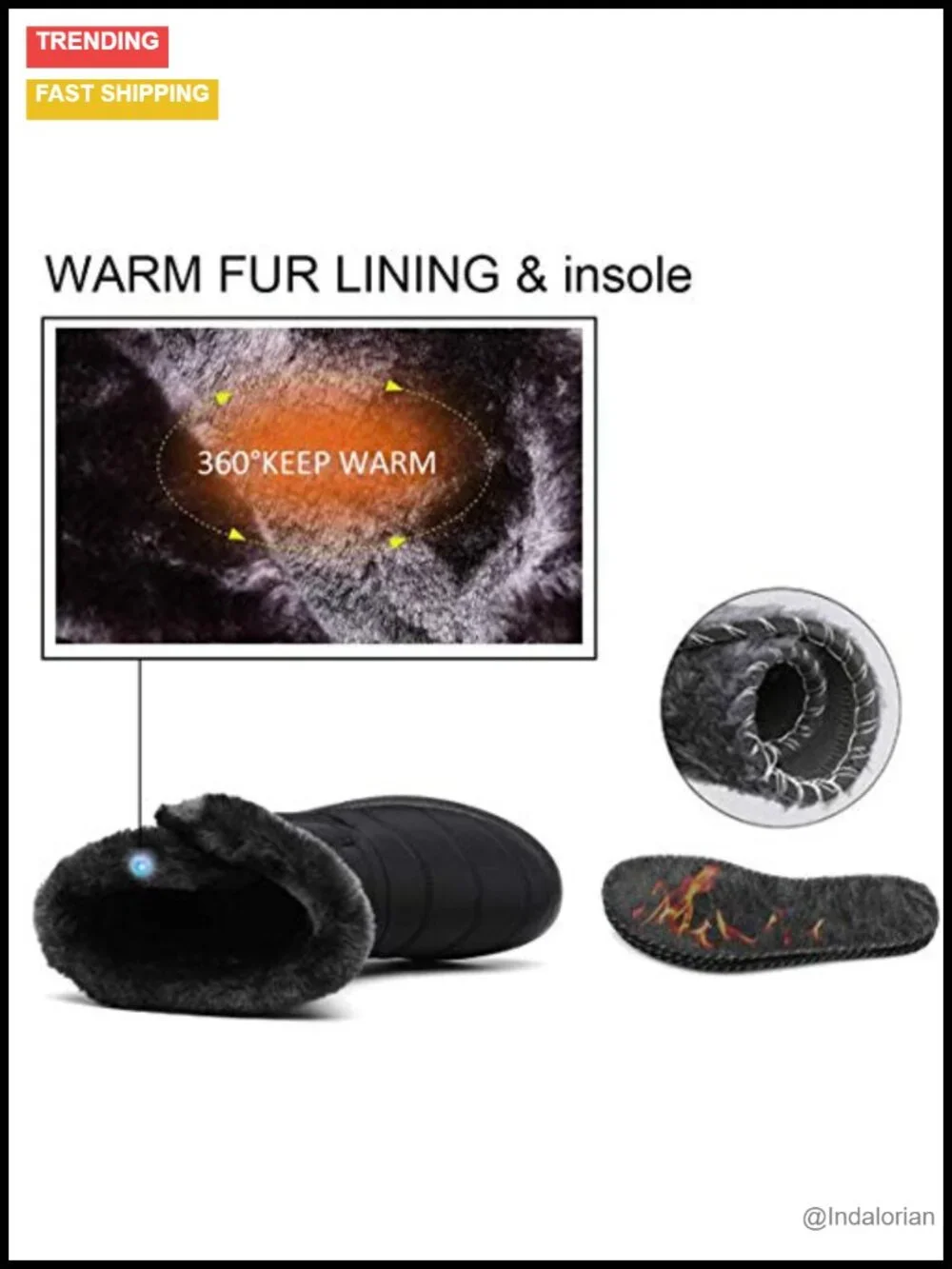 Winter Snow Boots Waterproof Fur Lined Ankle Booties Anti-slip